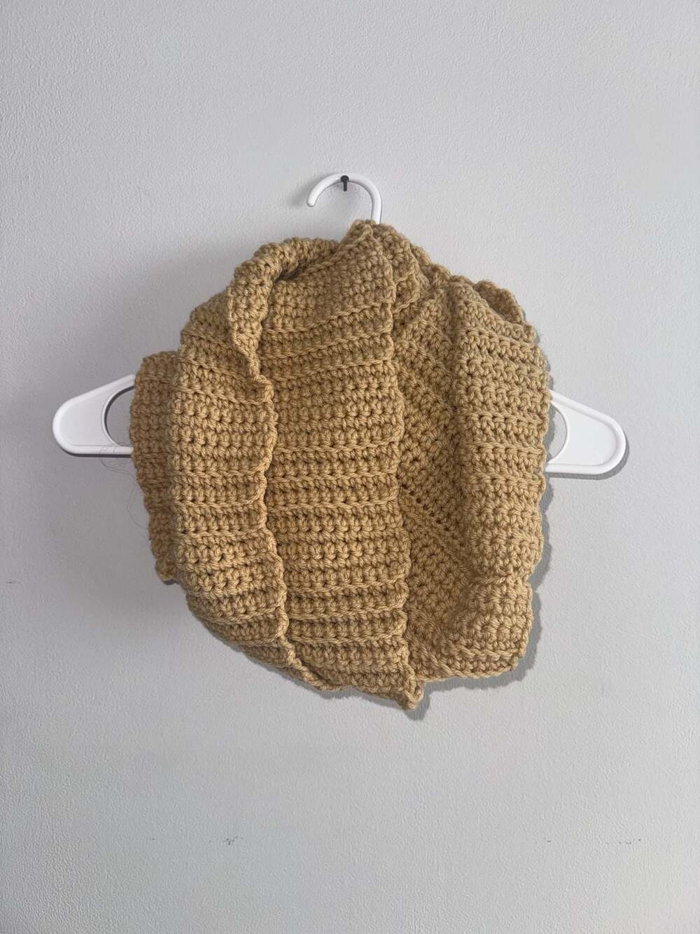 Handcrafted Crochet Infinity Scarf Tan Winter Knit